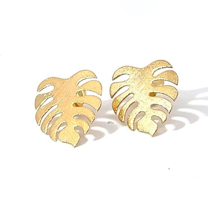 Monstera Mini Earrings Gold/Rhodium Plated